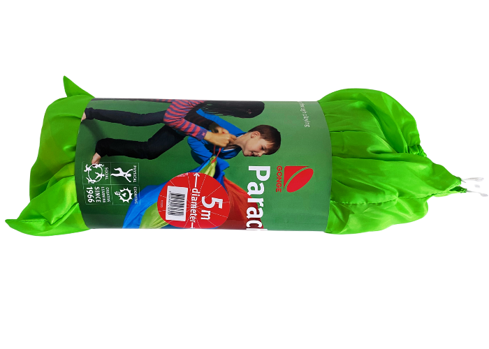 Faldskærm til gymnastik i bedste kvalitet.
Ø500 cm.
Fremstillet af rivfast ripstop nylon.
Flerfarvet i regnbuens farver.
20 håndtag.