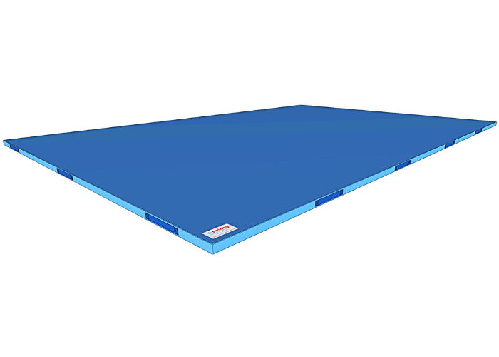 Landingsfelt semihård til springgrav.
30 mm PE skum limet i forbandt til en stor 300x500x6 cm plade.
Betræk af 700 g/m dug.
Kunde limer selv PE pladerne ved levering og med medfølgende lim. Der medfølger vejledning.