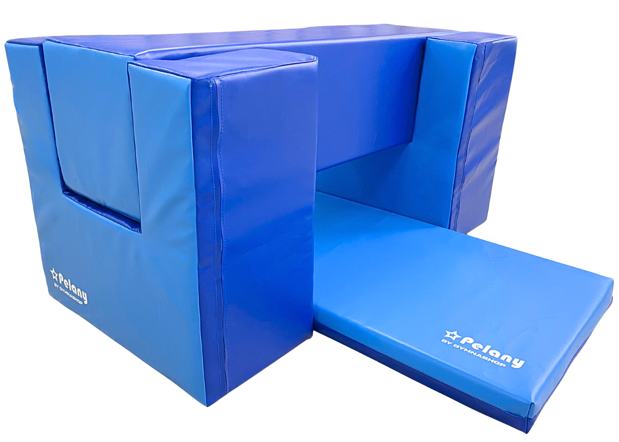 Modulsystem 2. Består af 4 forskellige moduler.
1 firkantet bjælke
2 klodser, hvor den firkantet bjælke kan monteres.
1 måtte
Lav sjove forhindringer til børnehave børn og de mindste gymnaster.
Udført i 700 g/m2. PVC dug.
Vask betrækket med vand og