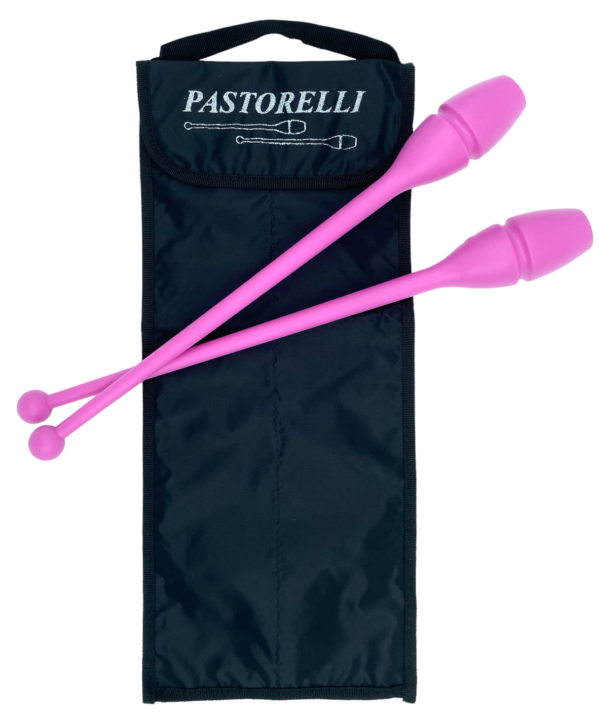 Praktisk opbevaringstaske fra Pastorelli med plads til 2 stk. gymnastikkøller.
Håndtag.
Lukkes med velcrobånd.