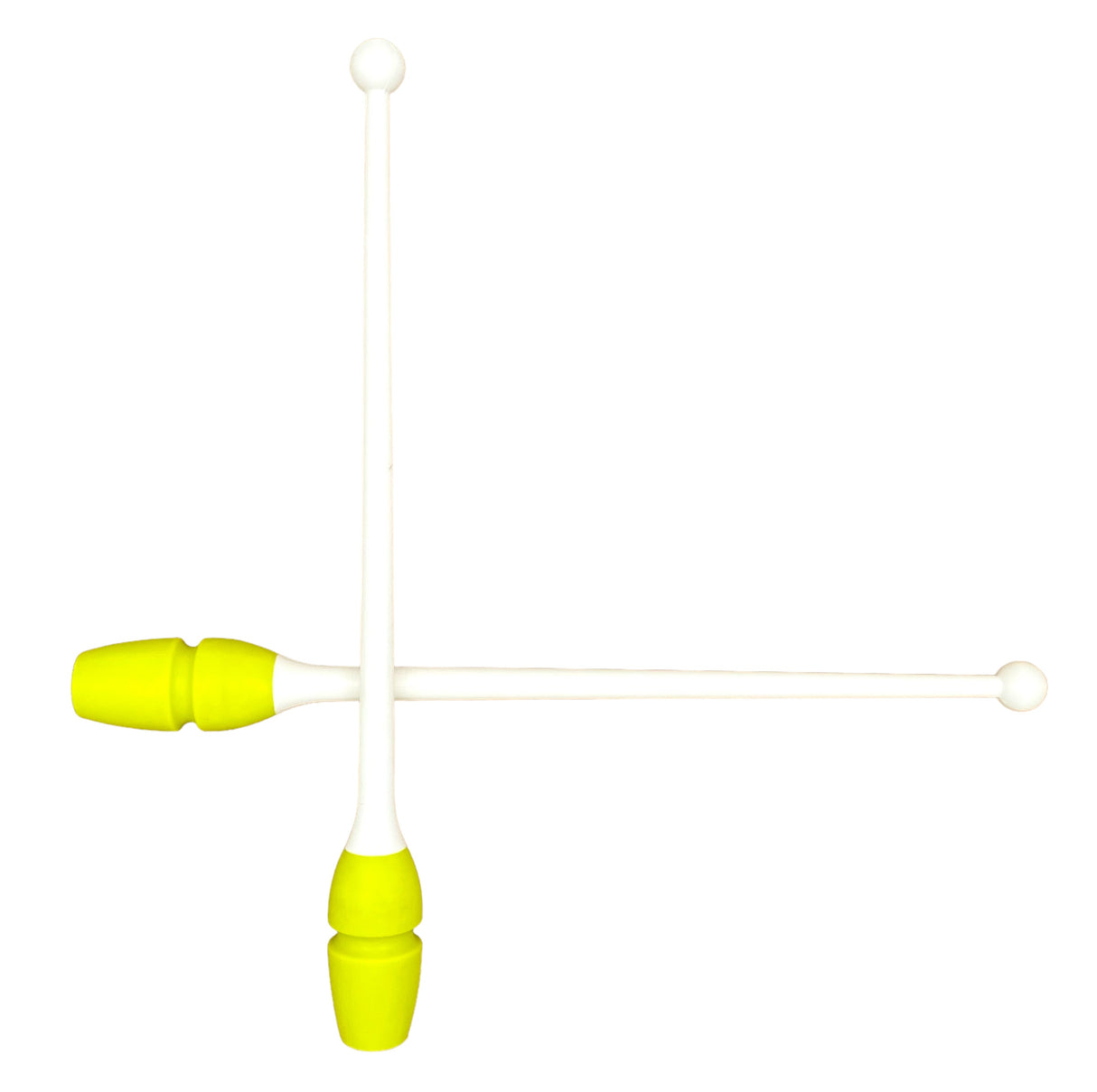 Tofarvet gymnastikkølle fra Pastorelli med en krop (den orange del) af gummi, hvilket gør, at køllen kan stødes mod gulvet og springe tilbage.
Køllerne kan også sættes sammen i forlængelse af hinanden.
En farverig kølle til træning, opvisning, show