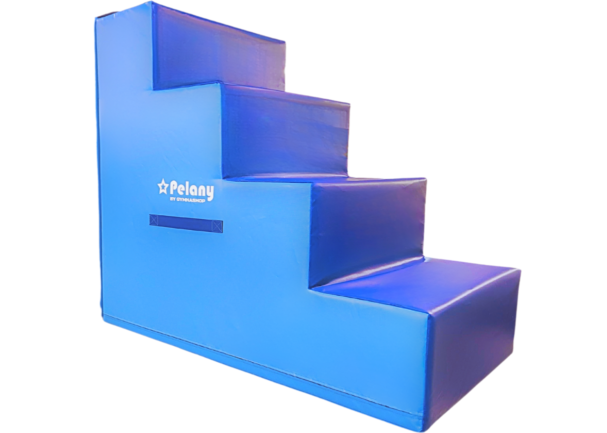 Trappe med 4 trin, er et godt redskab til børn og motorik træning.
Sæt den sammen med andet skum udstyr og få en fantastisk forhindringsbane til leg og motorik øvelser.

Udført i 700 g/m2. phthalatfri PVC dug.
Betrækket på trappen kan vaskes med en v