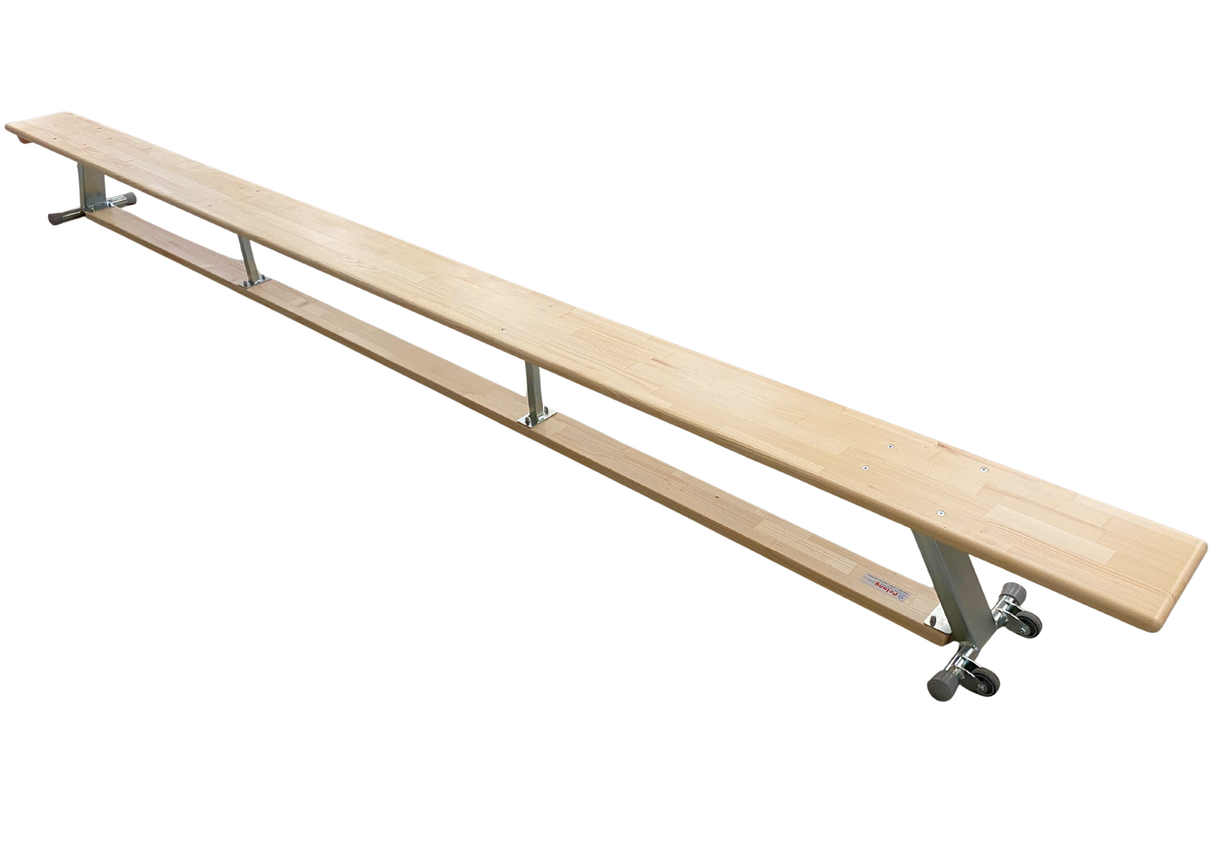 En gymnastikbænk og balancebom er nogle af grundredskaberne i gymnastik, især i børnegymnastikken er de nærmest uundværlige.
Vi har kombineret de to redskaber til ét, så gymnastikbænken kan vendes på hovedet, og dermed kan den smalle del bruges som b