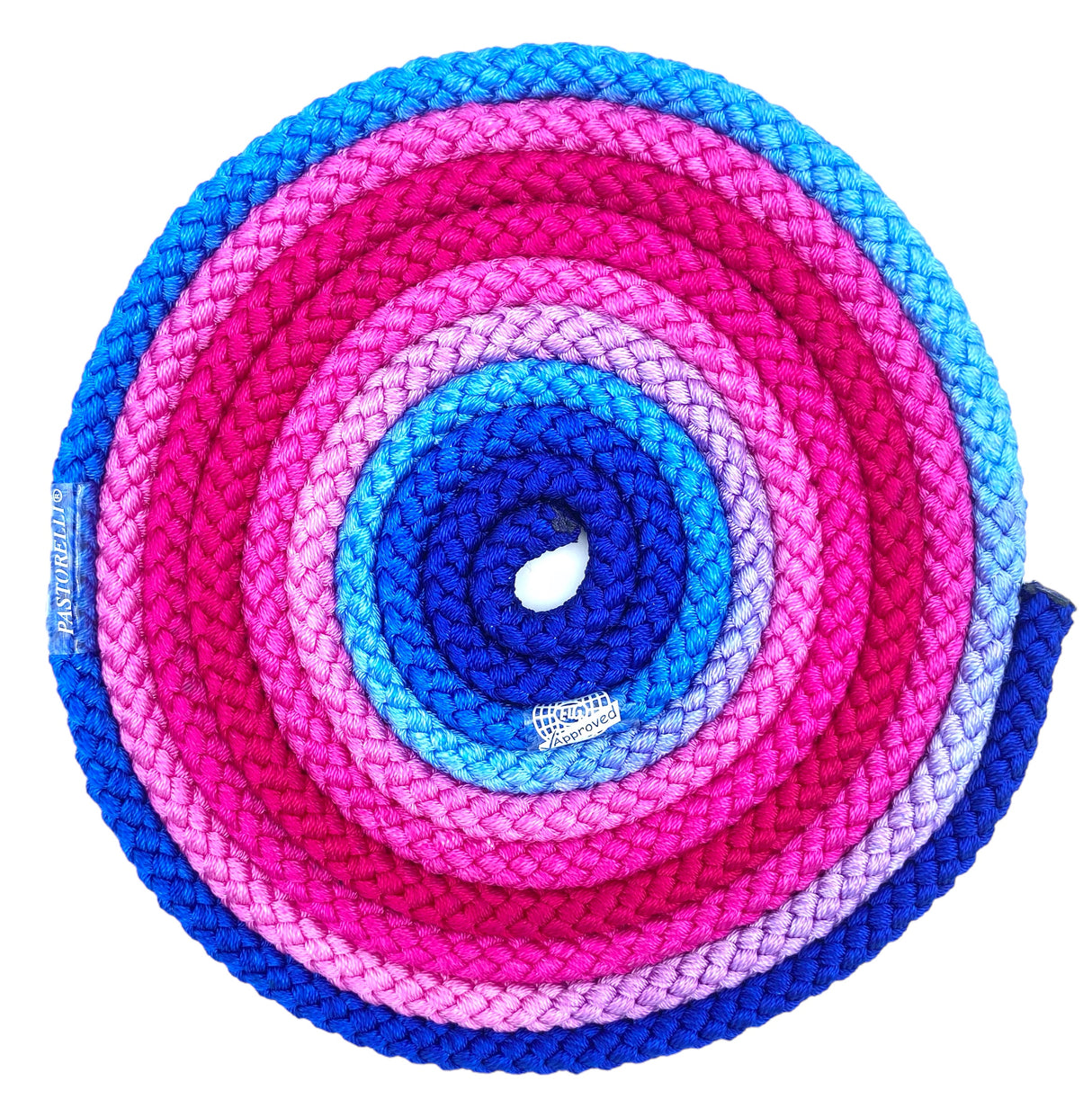 Sjippetov Pastorelli PATRASSO, Blå, lyserød og Pink.
Ensfarvet sjippetov med god vægt og tyngde til rytmisk gymnastik, opvisning og konkurrence.
Dette produkt er F.I.G. godkendt og kan bruges til konkurrencer.
Nylontov på 315 cm.