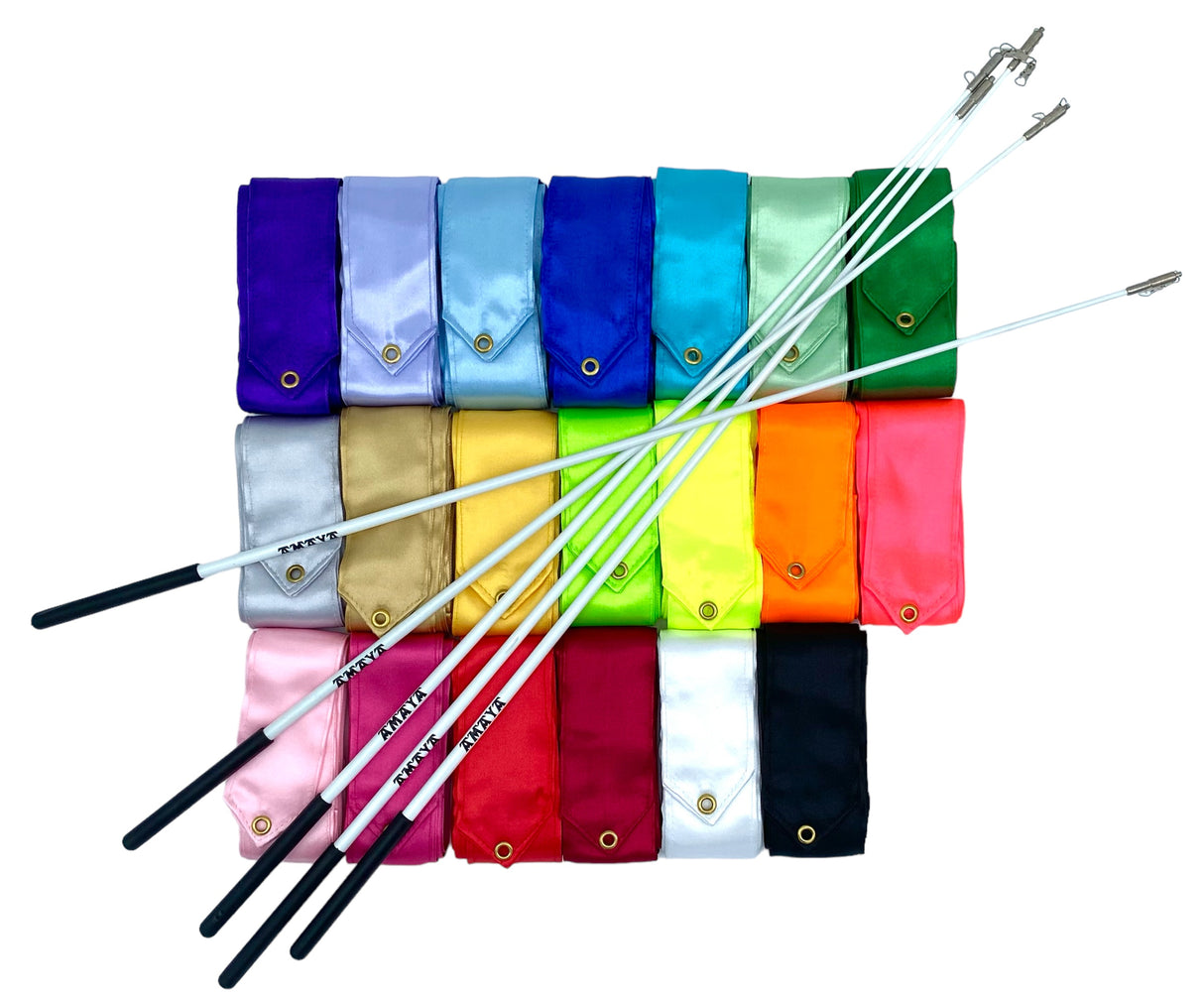 Amaya Vimpelstang med skridsikkert håndtag.
Vimpelstang til gymnastikvimpler til rytmisk gymnastik. 
Længde 60 cm. 
Hvid stang med sort håndtag, lavet af skridsikkert materiale, som giver gymnasten et godt greb.